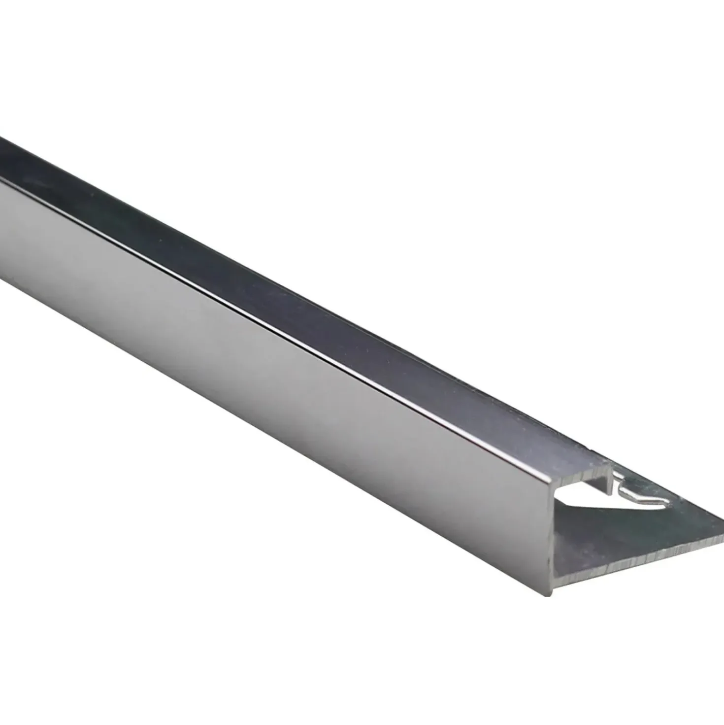 Profilo terminale quadrato alluminio argento brillante 10 mm x 2,5 m
