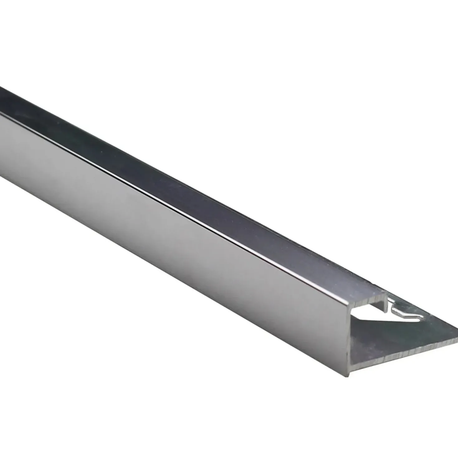 Profilo terminale quadrato alluminio argento brillante 12,5 mm x 2,5 m