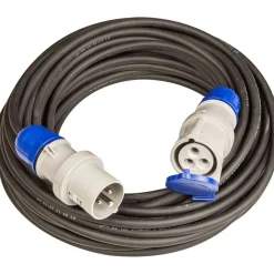 Prolunga lineare industriale 230 V spina e presa 16 A 20 m nero