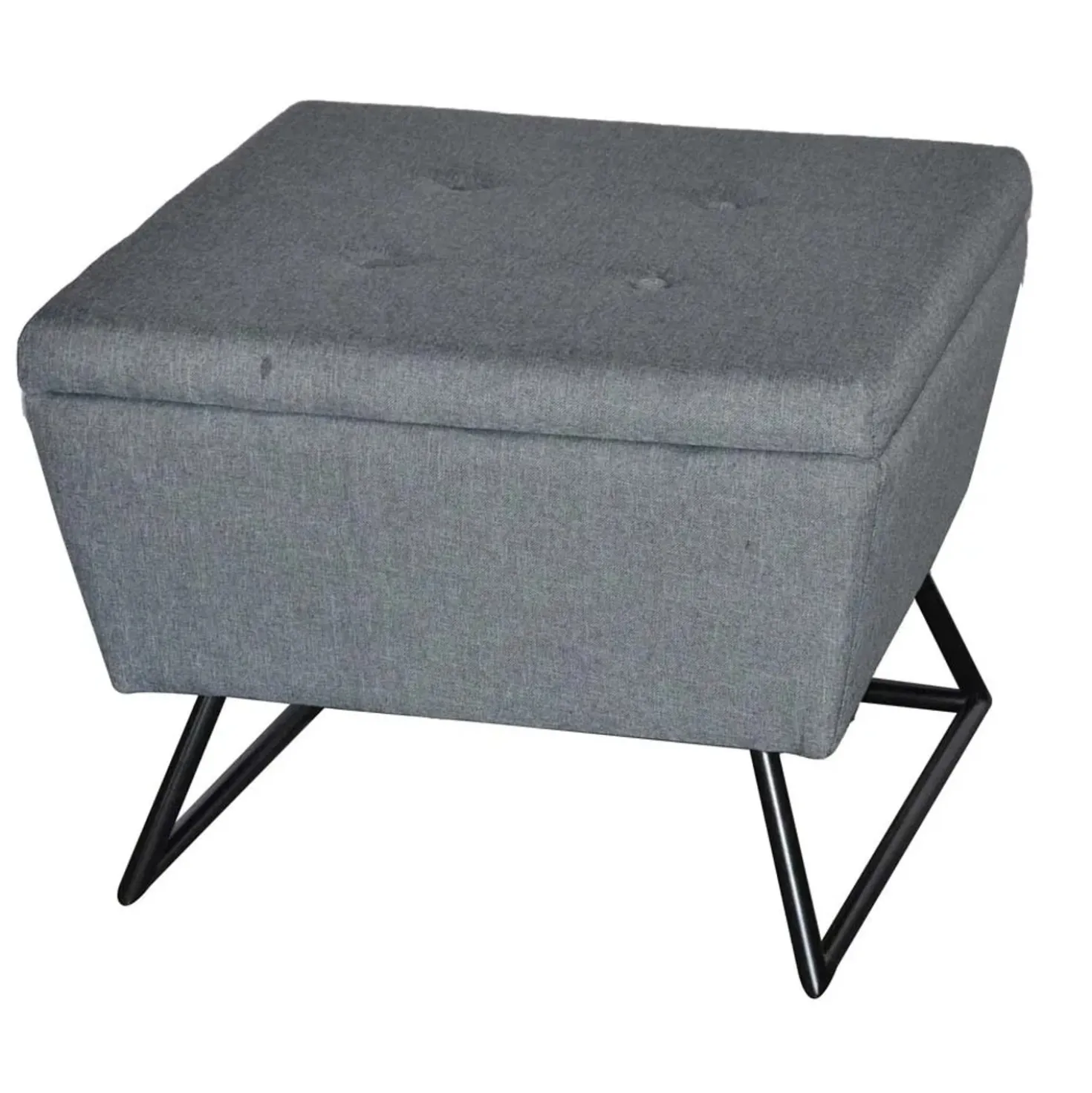 Puff in tessuto con gambe grigio 58x58xh42,5 cm