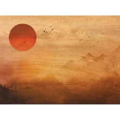Quadro in legno Wood Art red sunset 47x67 cm