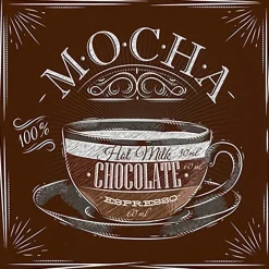 Quadro in vetro soggetto tazza mocha 20 x 20 cm