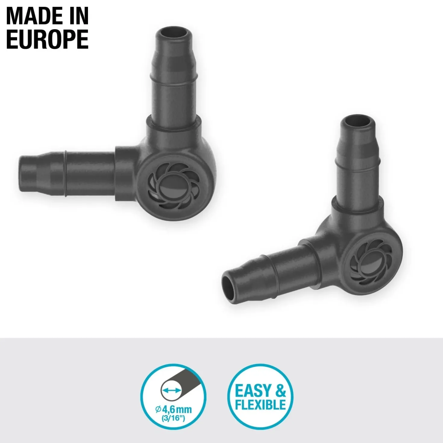 Raccordo a L Gardena per tubi Micro-Drip-System 4,6 mm (3/16")