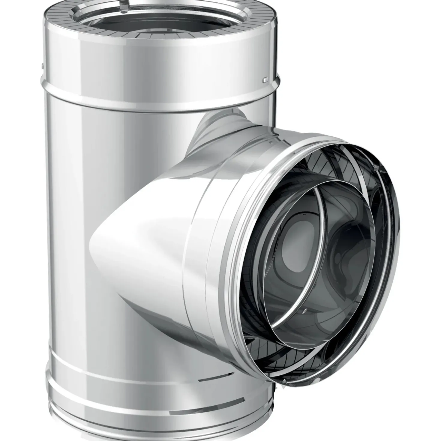 Raccordo a t 90° diam.100/150 inox sp.0,5 mm - doppia parete