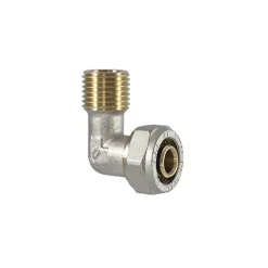 Raccordo gomito maschio per multistrato a stringere 1/2" x 16mm