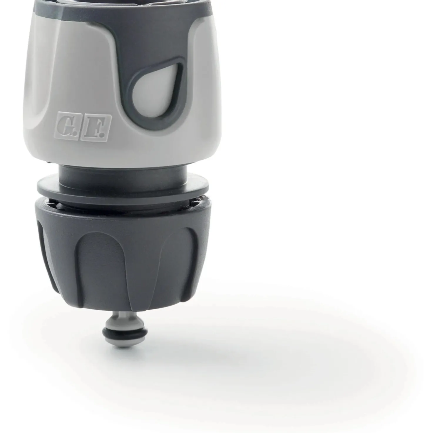Raccordo Portagomma G.F. "ACQUASTOP" 1/2-5/8" (Soft Touch) Grigio