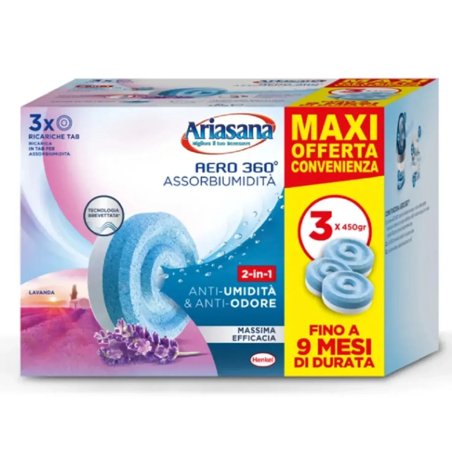 Ricarica TAB Lavanda assorbiumidità per dispositivo Ariasana Aero 360°