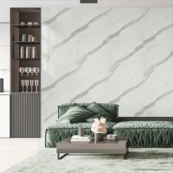 Rivestimento prottetivo in gomma laminata effetto marmo bianco 120x270 cm