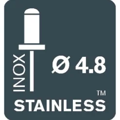 Rivetti Rapid Acciaio INOX Ø4.8 x 18 mm Conf. da 50 Pezzi e Punta Trapano incl