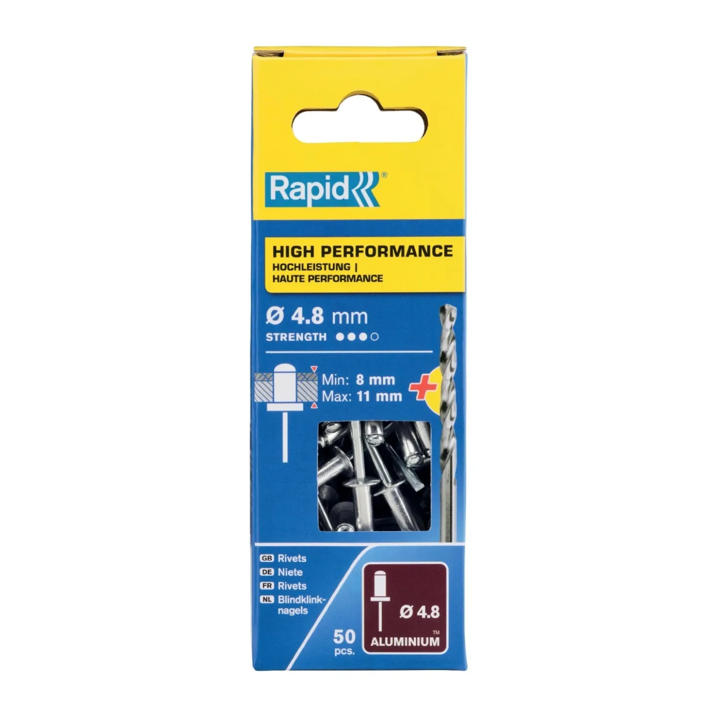 Rivetti Rapid Alte Prestazioni Ø4.8 x 14 mm Conf. da 50 pz e Punta Trapano incl