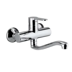 Rubinetto cucin monoc. lavello a muro linea blu cromo