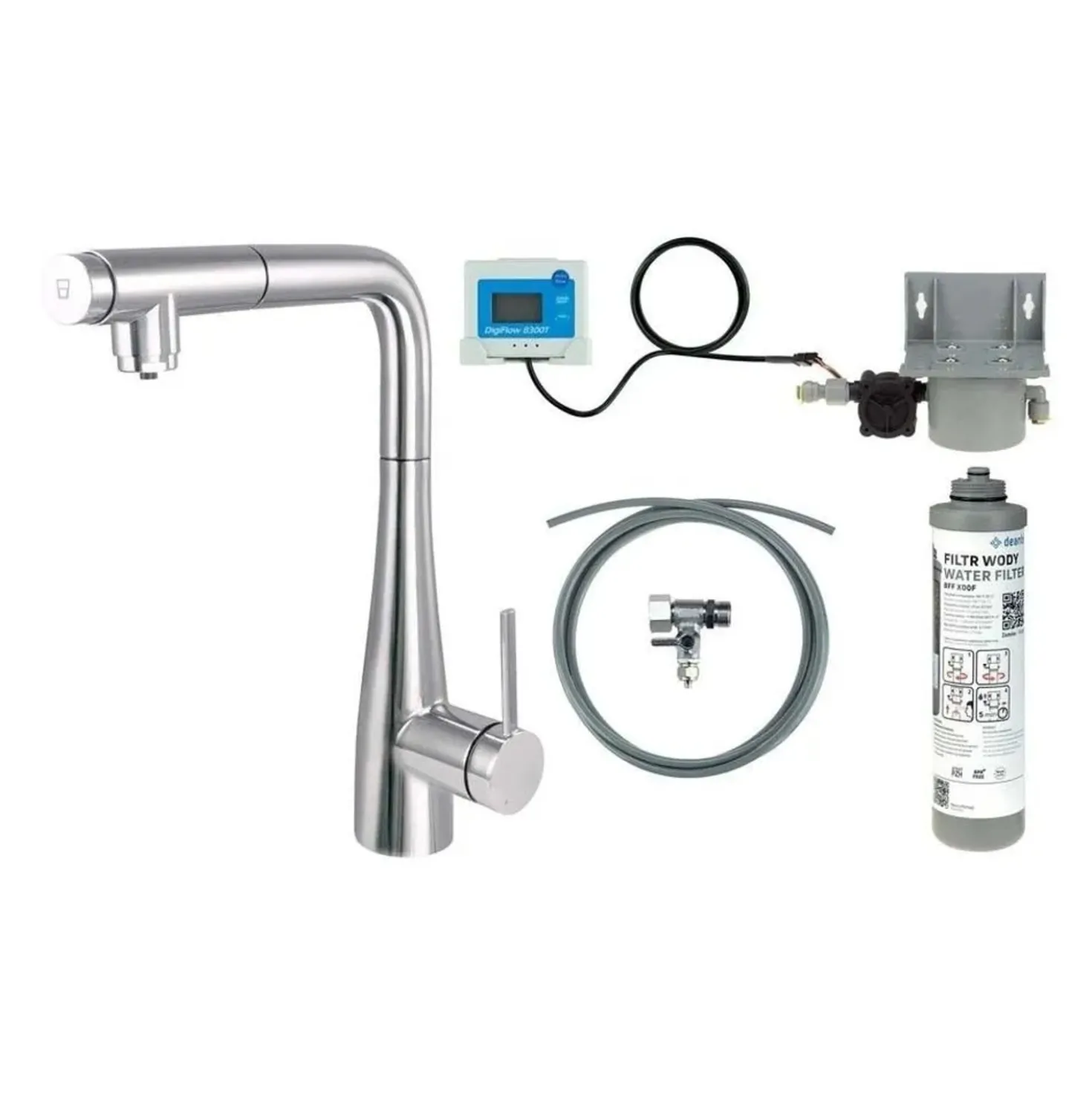 Rubinetto cucina Idrostile bocca estraibile filtro grigio