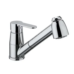 Rubinetto cucina monoc. lavello con doccia estraibile linea blu cromo