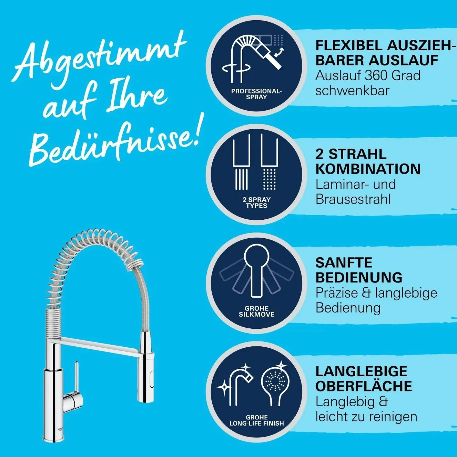 Rubinetto cucina monocomando per Grohe Get cromo