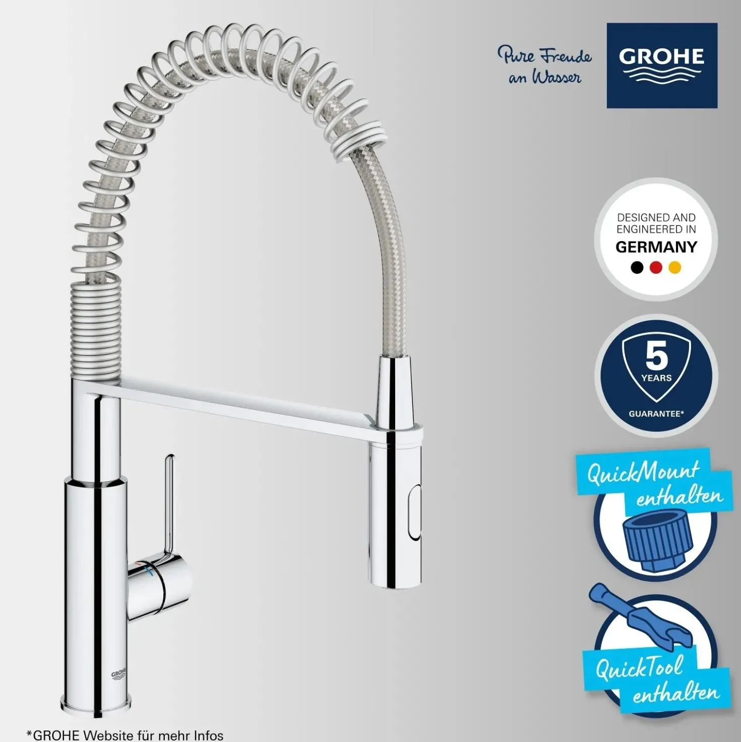 Rubinetto cucina monocomando per Grohe Get cromo
