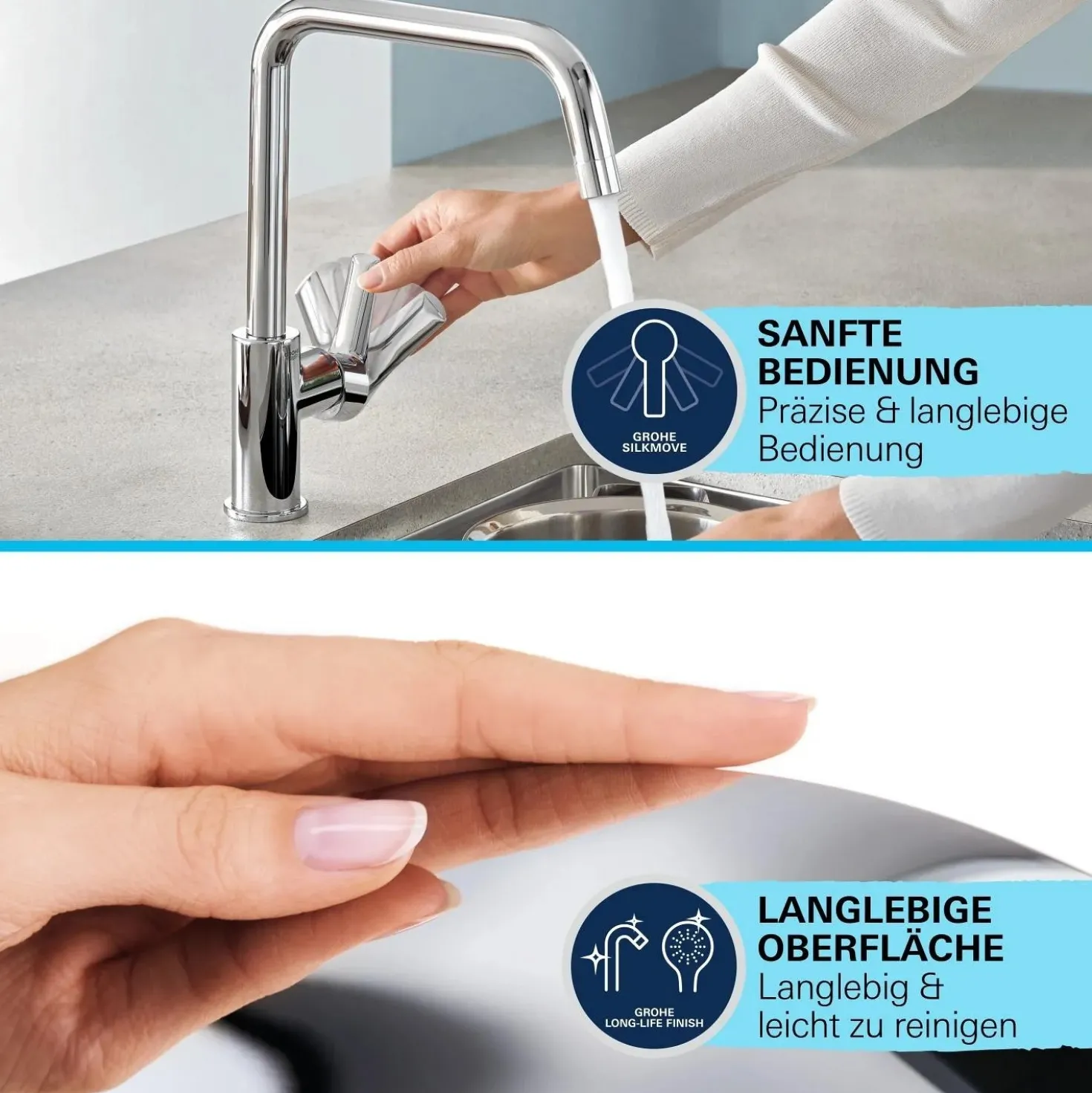 Rubinetto cucina monocomando per Grohe Get cromo