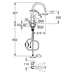 Rubinetto cucina monocomando Grohe Quickfix Startedge doccetta estraibile cromo