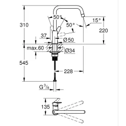 Rubinetto cucina monocomando Grohe canna alta per Start nero