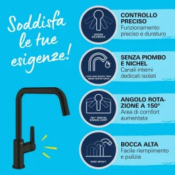 Rubinetto cucina monocomando Grohe canna alta per Start nero