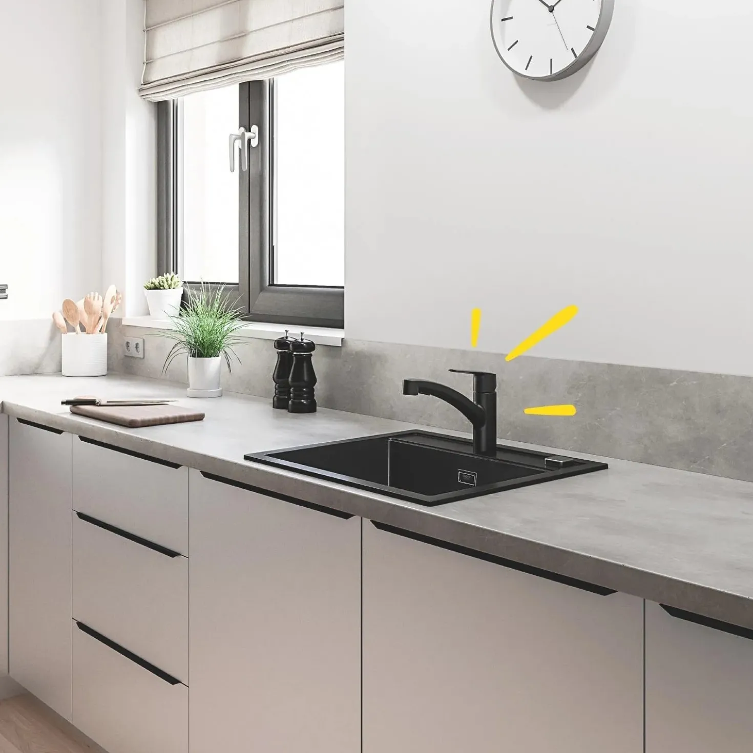 Rubinetto cucina monocomando Grohe canna bassa per Start nero