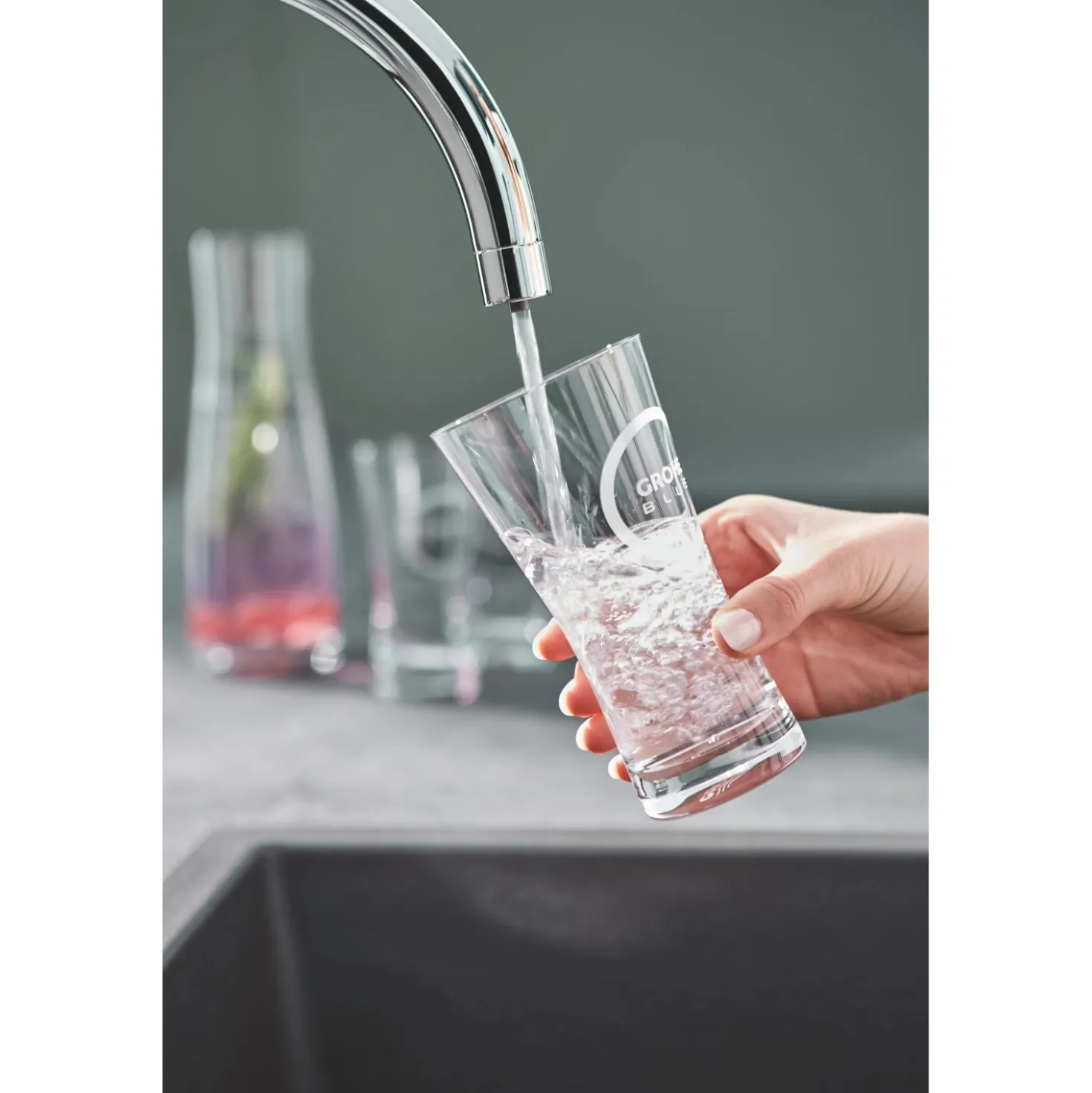 Rubinetto cucina monocomando Grohe Blue Pure BauCurve starter kit cromo