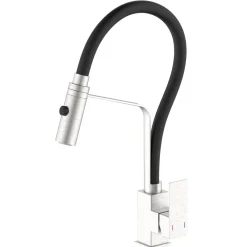 Rubinetto cucina monocomando canna alta Portland acciaio spazzolato