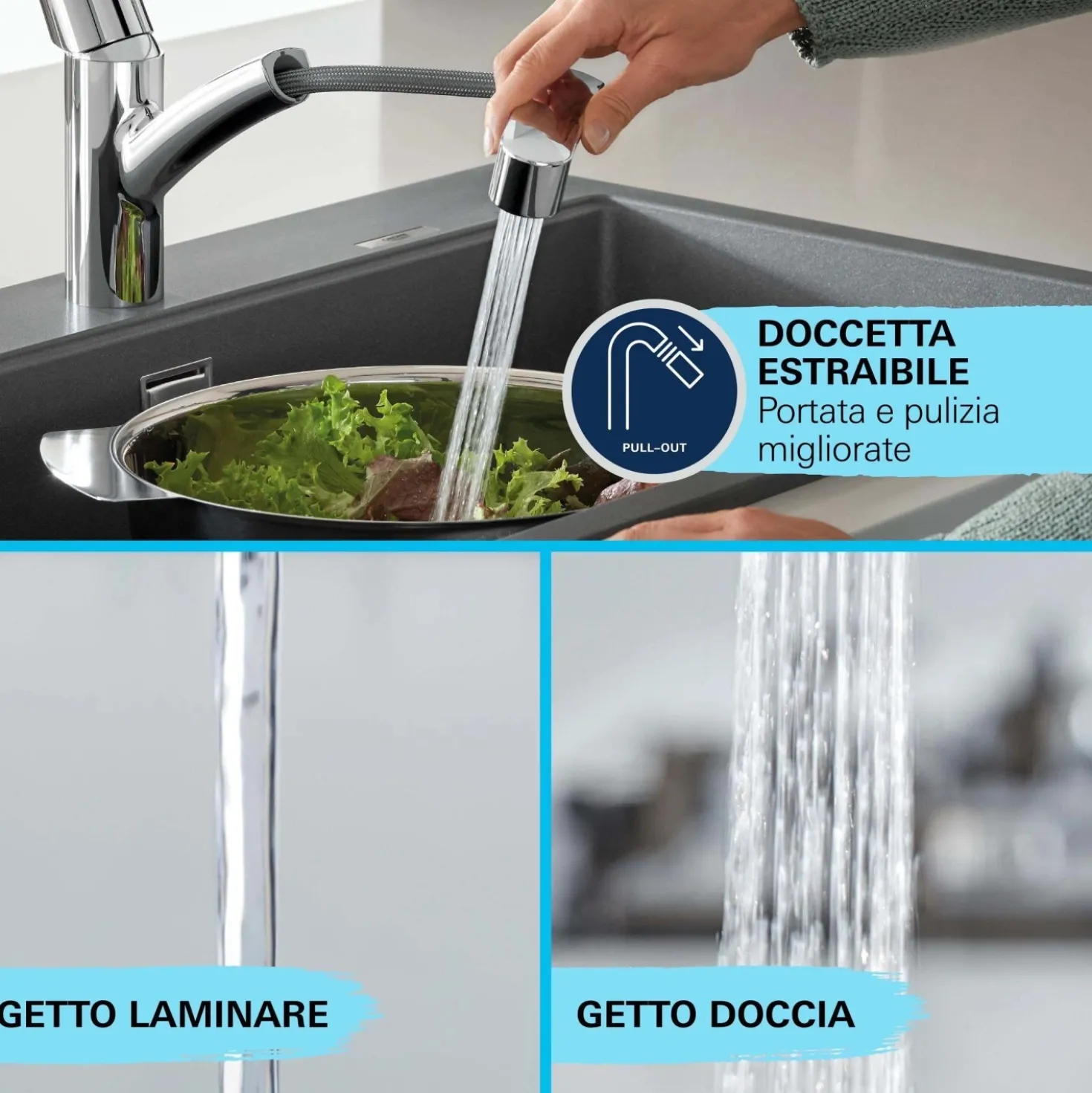 Rubinetto cucina monocomando Grohe Start Chrome cromo