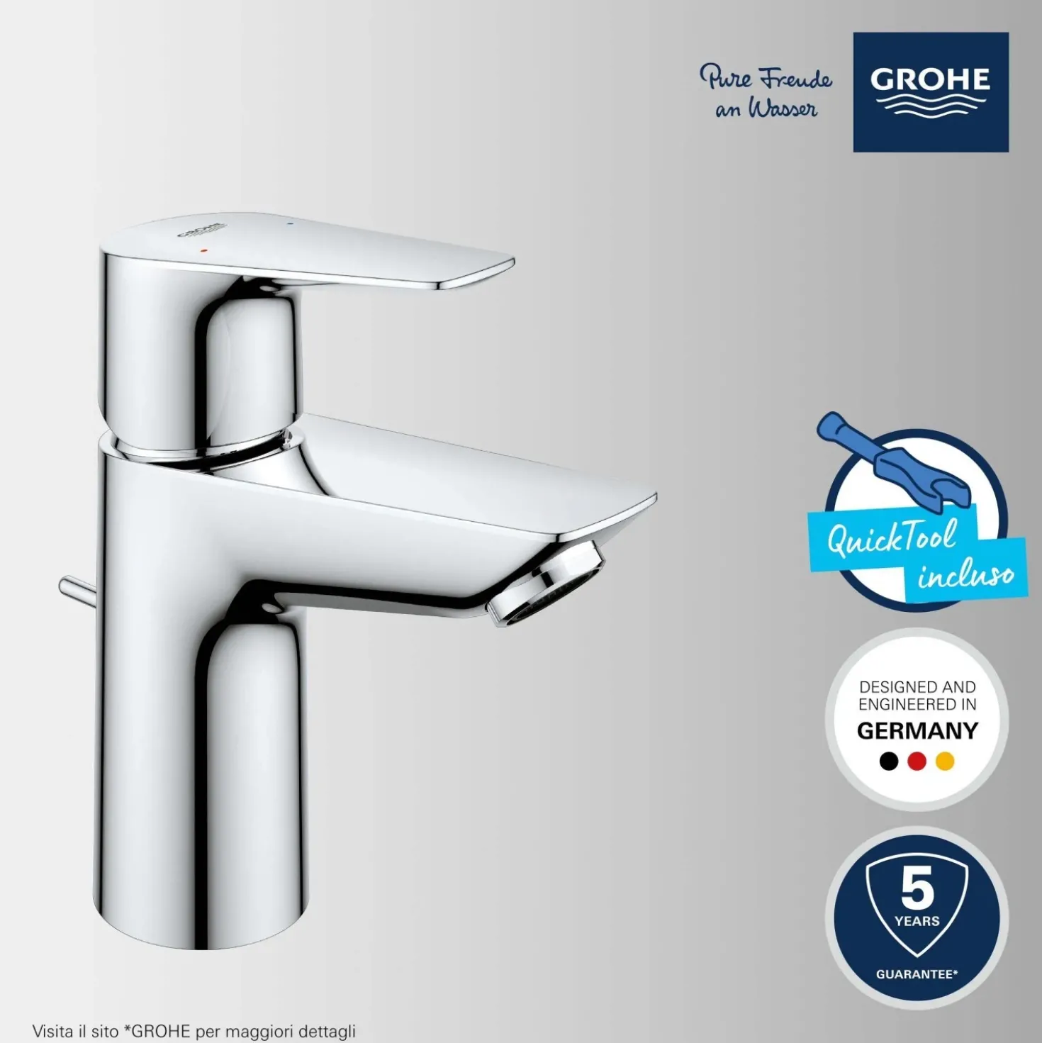 Rubinetto per lavabo GroheE Quickfix Start Edge cromo tg S