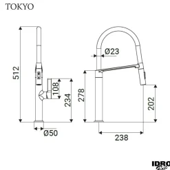 Rubinetto per lavabo Tokyo acciaio spazzolato