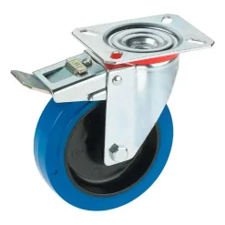 Ruota in gomma blu con freno p/ 200 kg