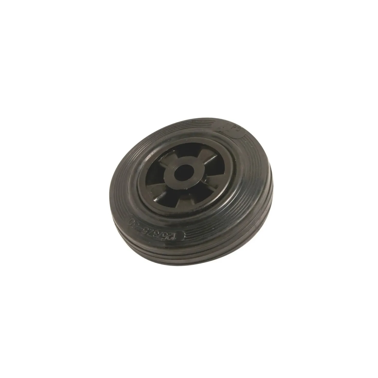 Ruota in gomma intera con cerchione in plastica 125x37x15 mm