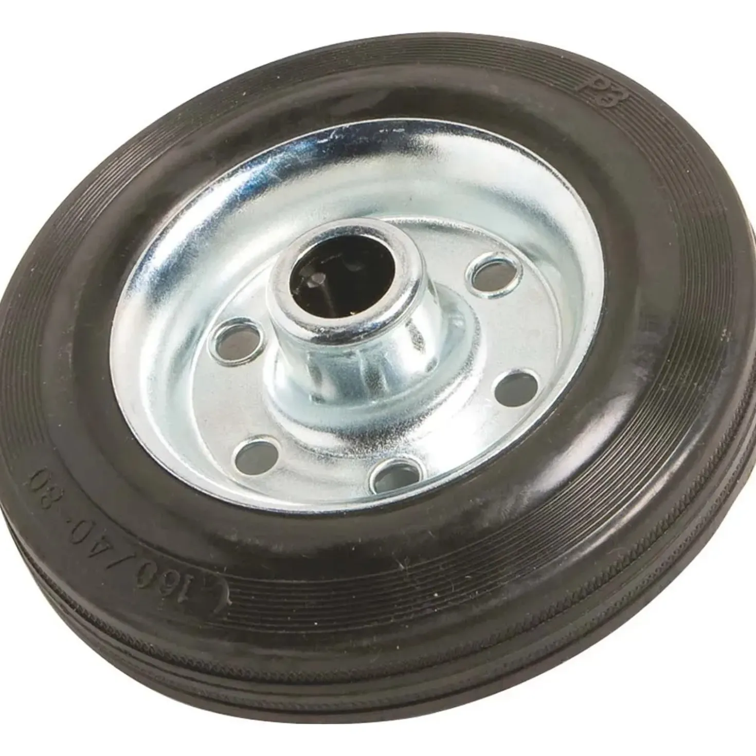 Ruota in gomma intera con cerchione in metallo 160x40x20 mm