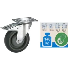 Ruota per apparecchiature in tpe arresto completo p/ 140 kg