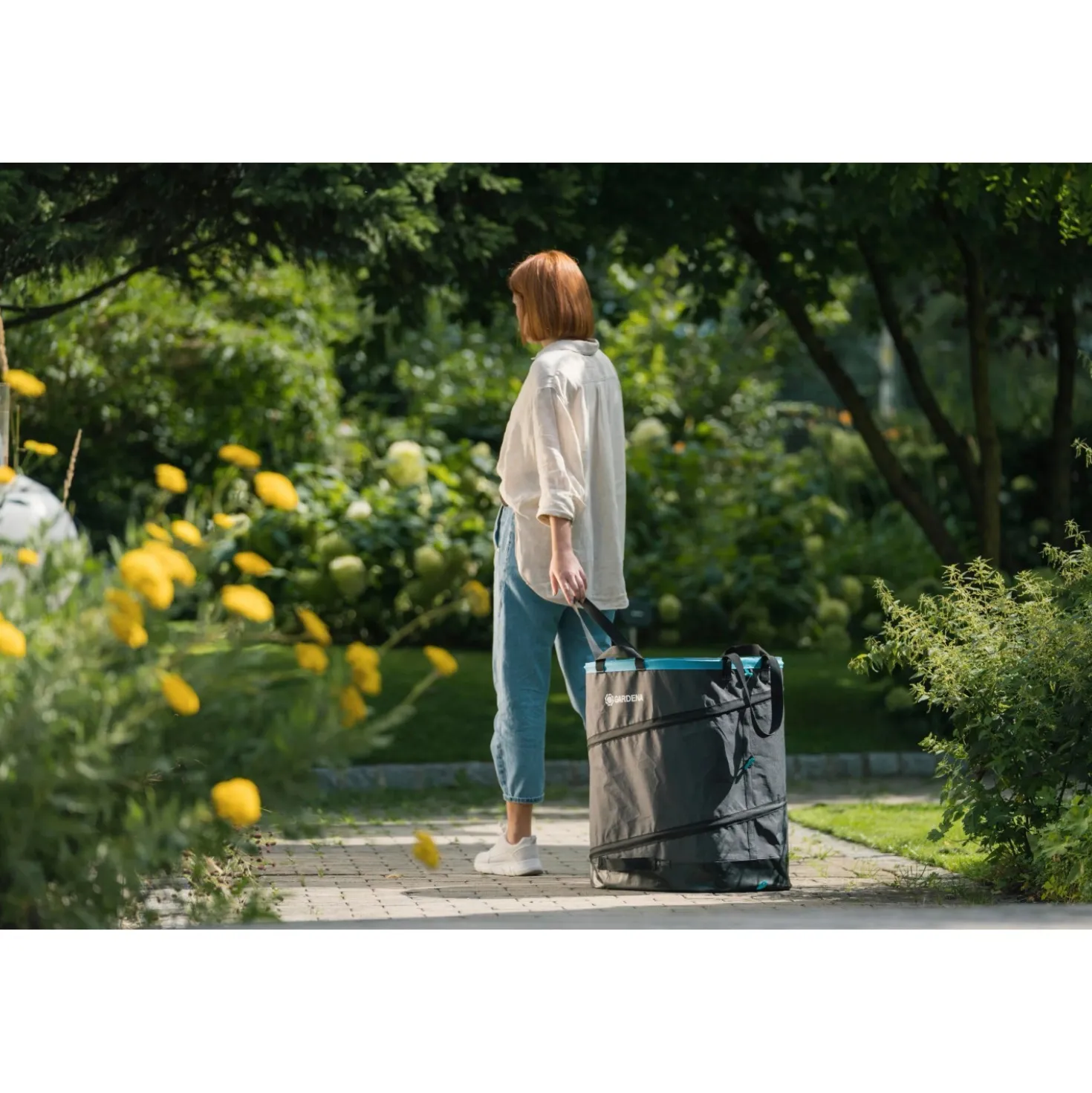 Sacco spazzatura per giardino Gardena PopUp 127 l 60x46x46 cm girgio