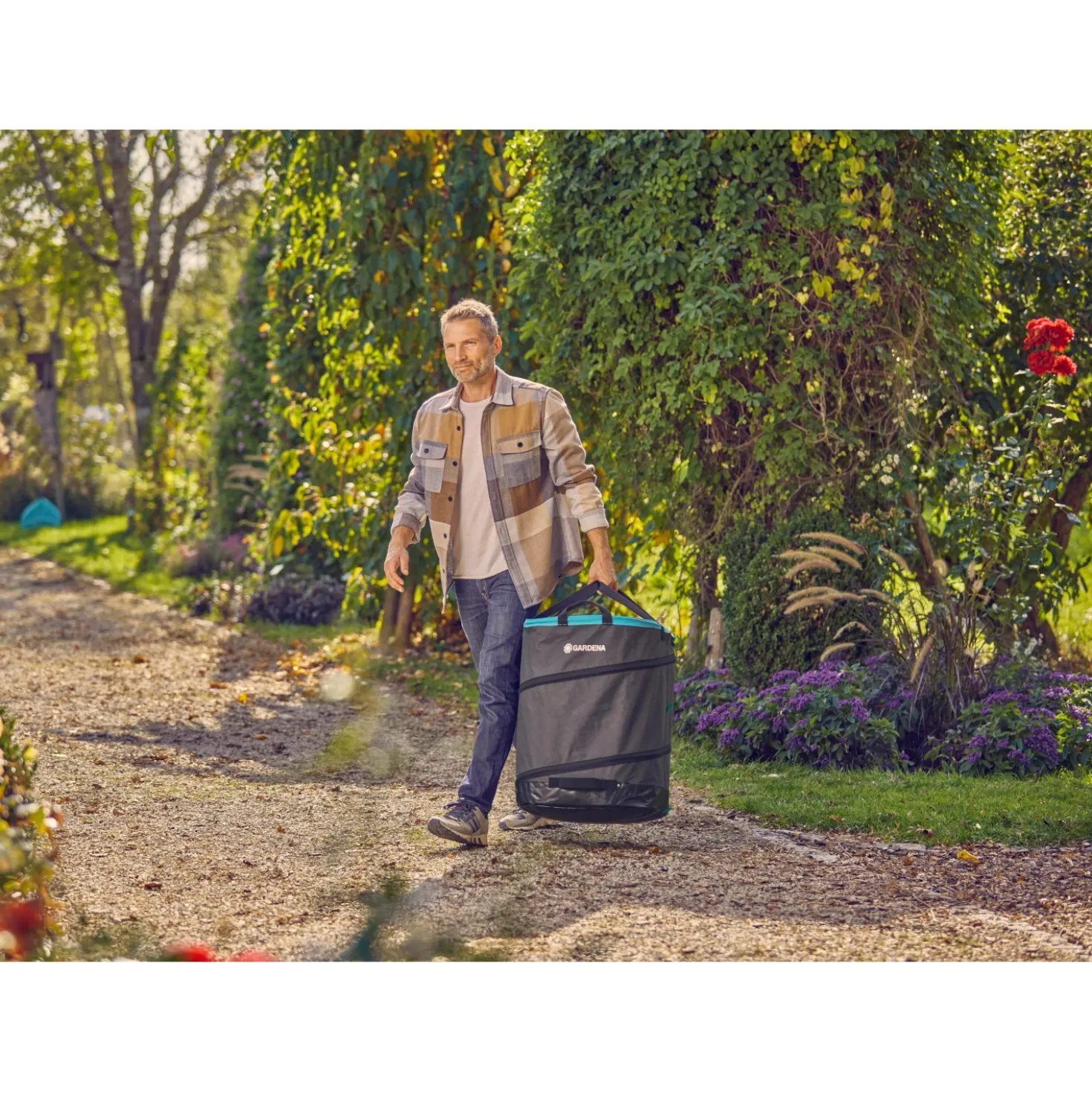 Sacco spazzatura per giardino Gardena PopUp 127 l 60x46x46 cm girgio