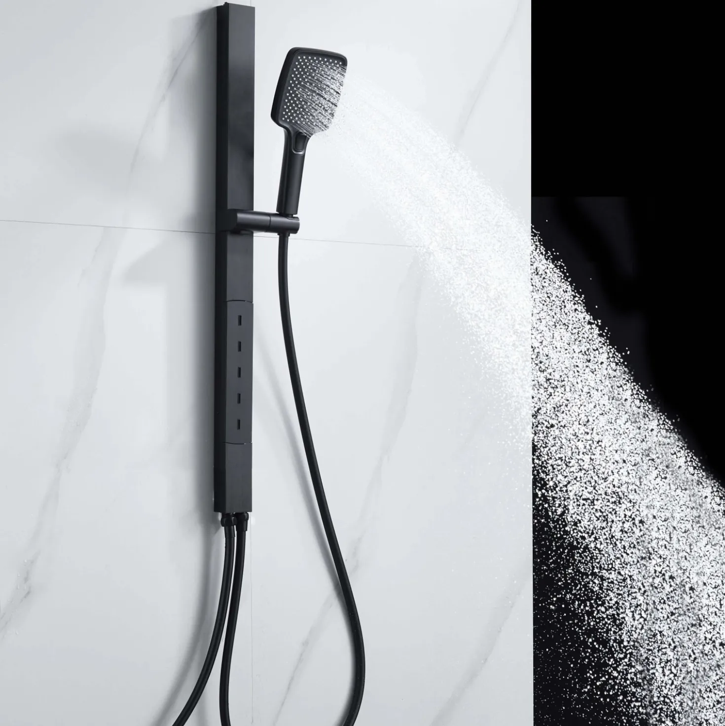 Saliscendi doccia aQuasanit Horizon nero con body jets e doccetta 3 getti