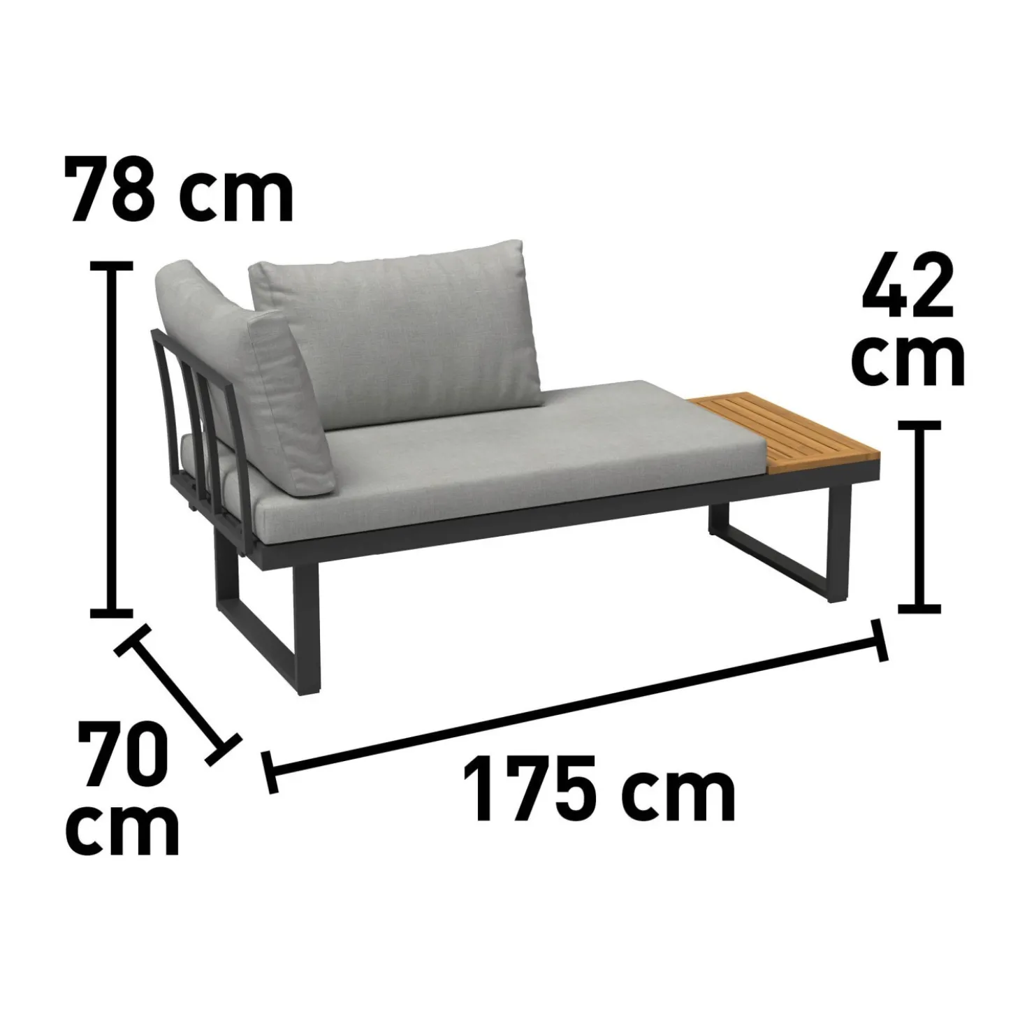Salotto da giardino angolare Lipson in alluminio con inserti in legno 4 posti