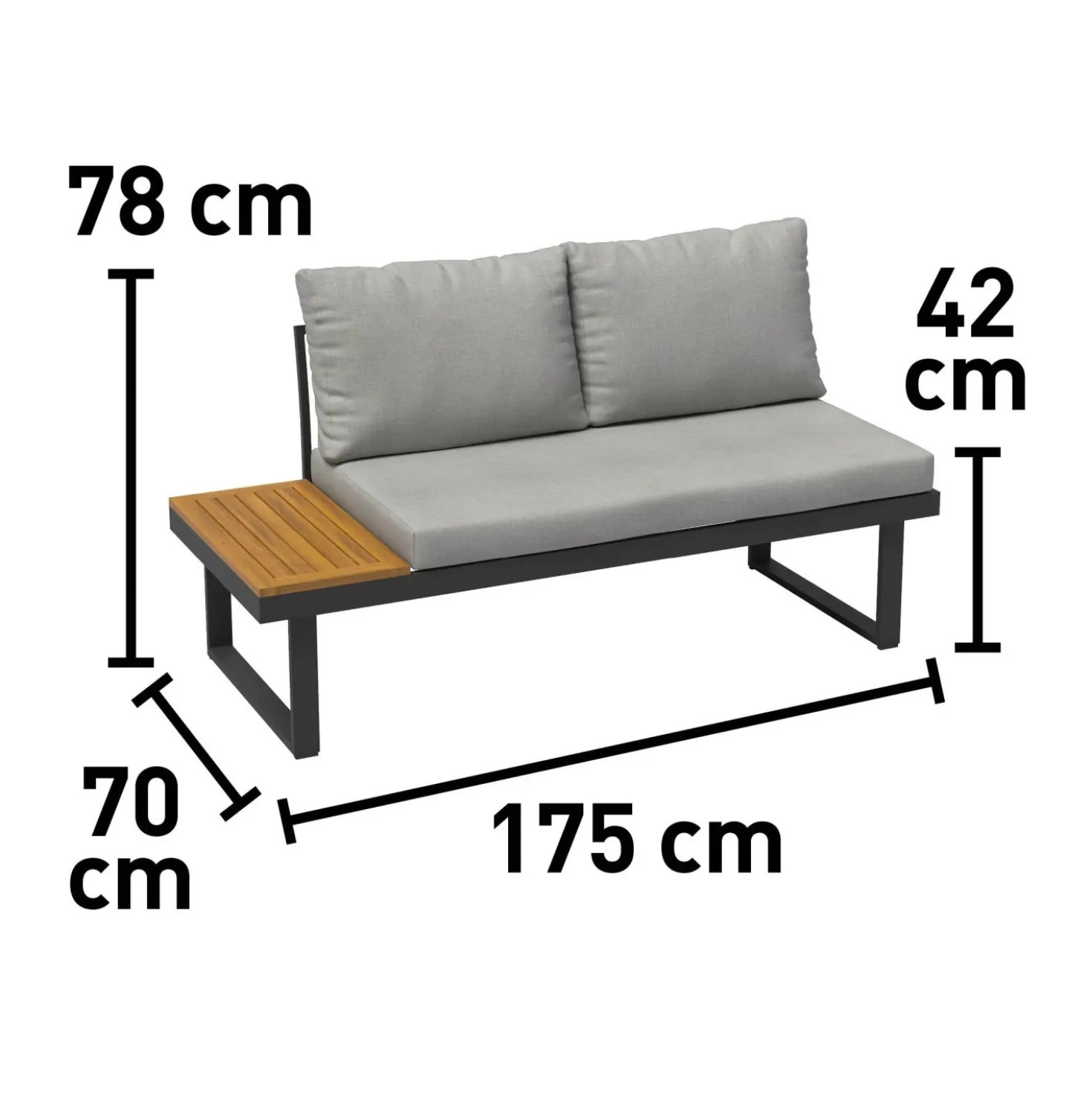 Salotto da giardino angolare Lipson in alluminio con inserti in legno 4 posti