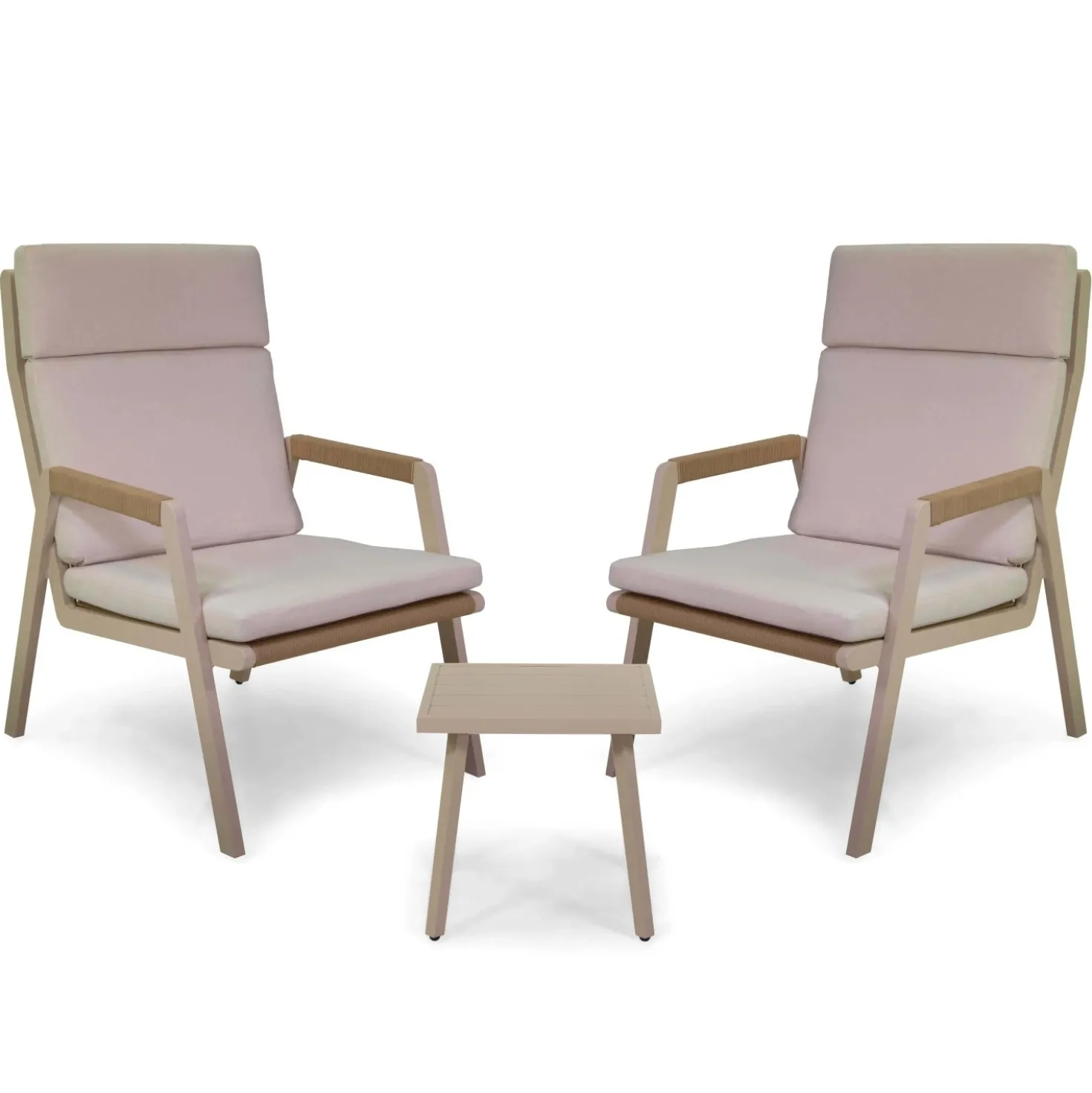 Salotto da giardino Benicia in alluminio crema 2 posti
