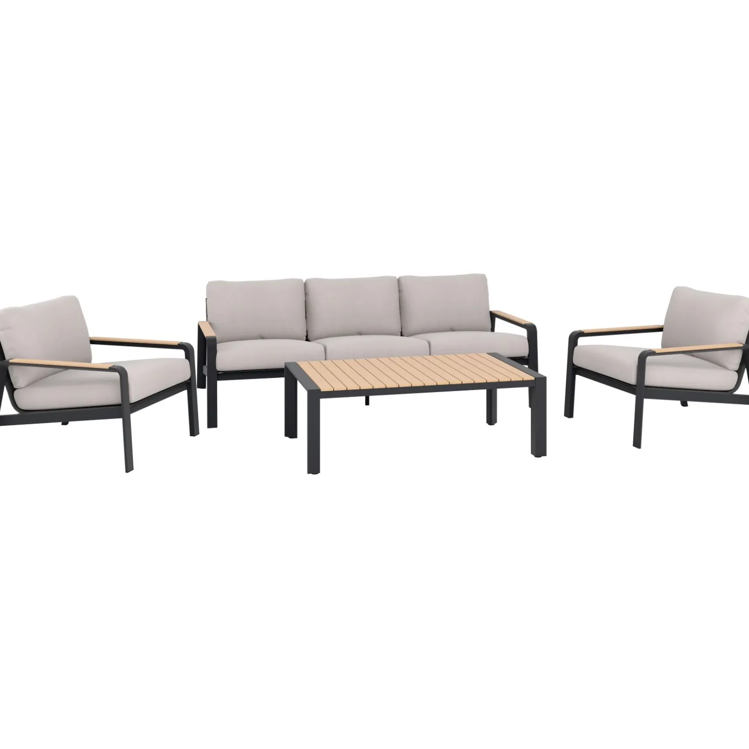 Salotto da giardino Branford in allu con cuscini antracite/beige 4 posti