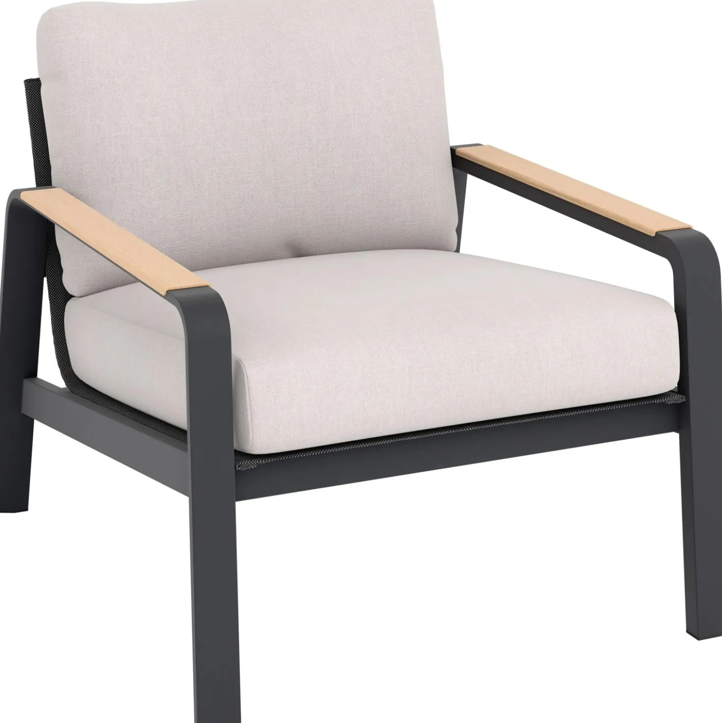 Salotto da giardino Branford in allu con cuscini antracite/beige 4 posti