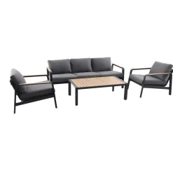 Salotto da giardino Branford in allu con cuscini antracite/beige 4 posti
