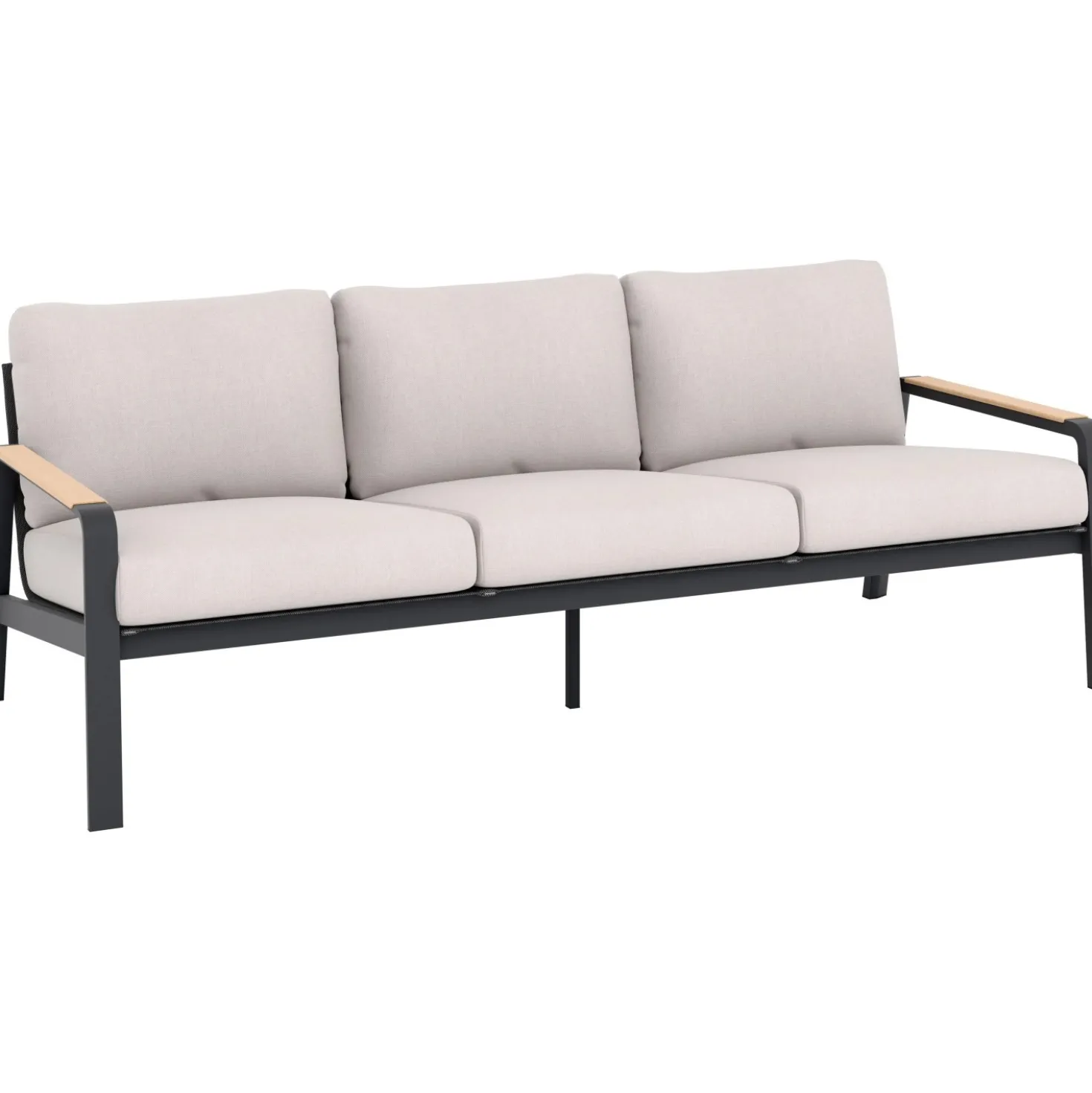 Salotto da giardino Branford in allu con cuscini antracite/beige 4 posti