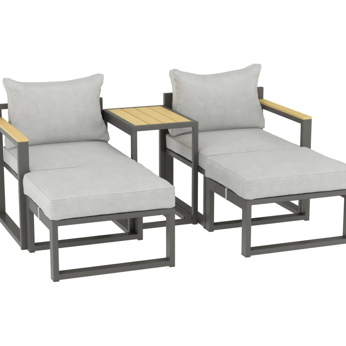 Salotto da giardino Carleton Set lounge in alluminio 5 pz 2 posti