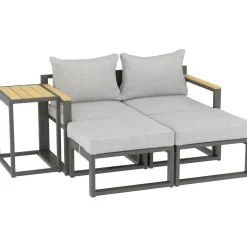 Salotto da giardino Carleton Set lounge in alluminio 5 pz 2 posti