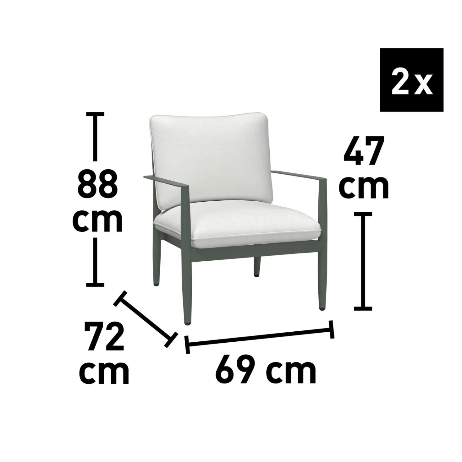Salotto da giardino Claremont in acc con cuscini poliestere beige 4 posti