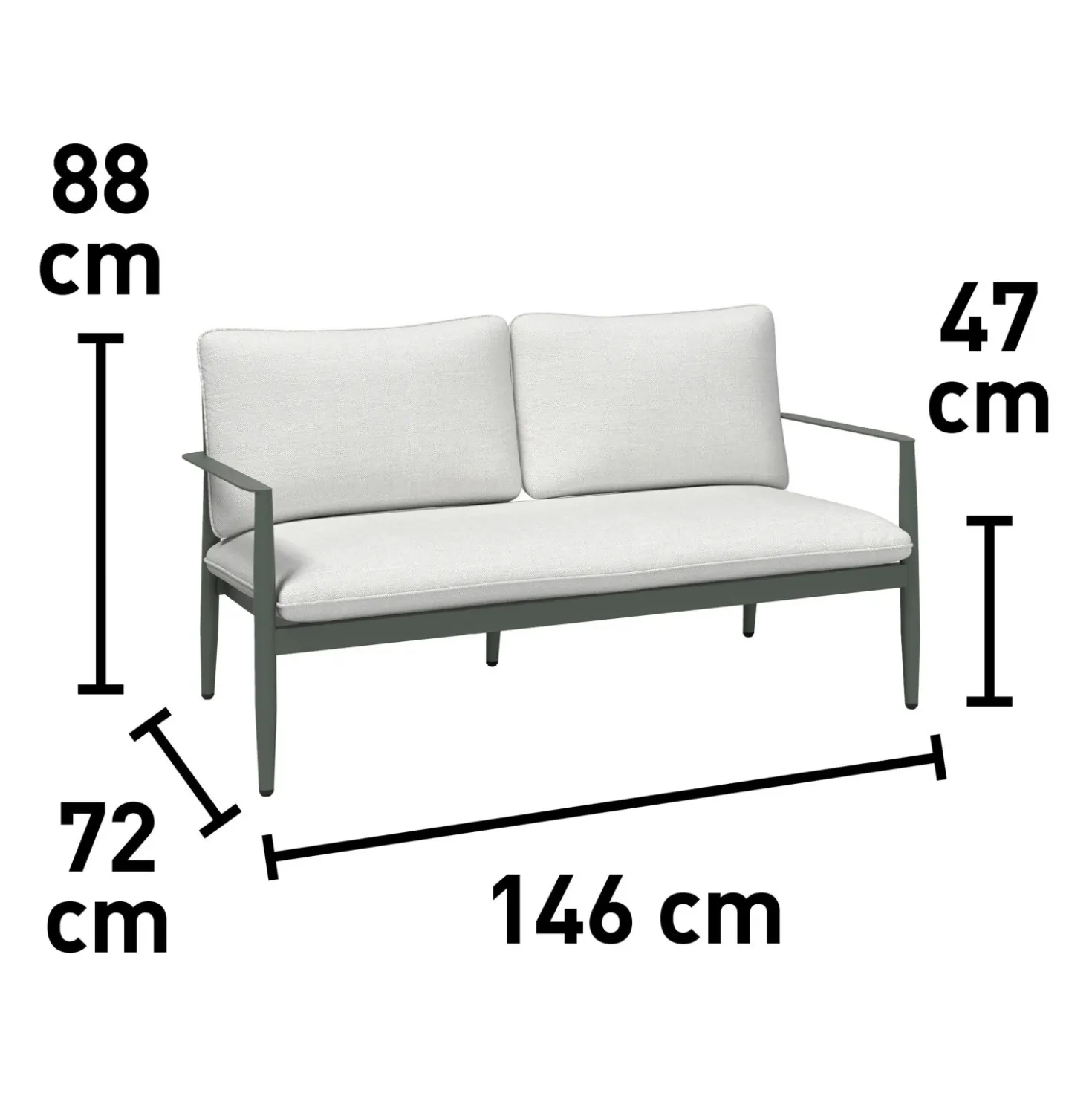 Salotto da giardino Claremont in acc con cuscini poliestere beige 4 posti