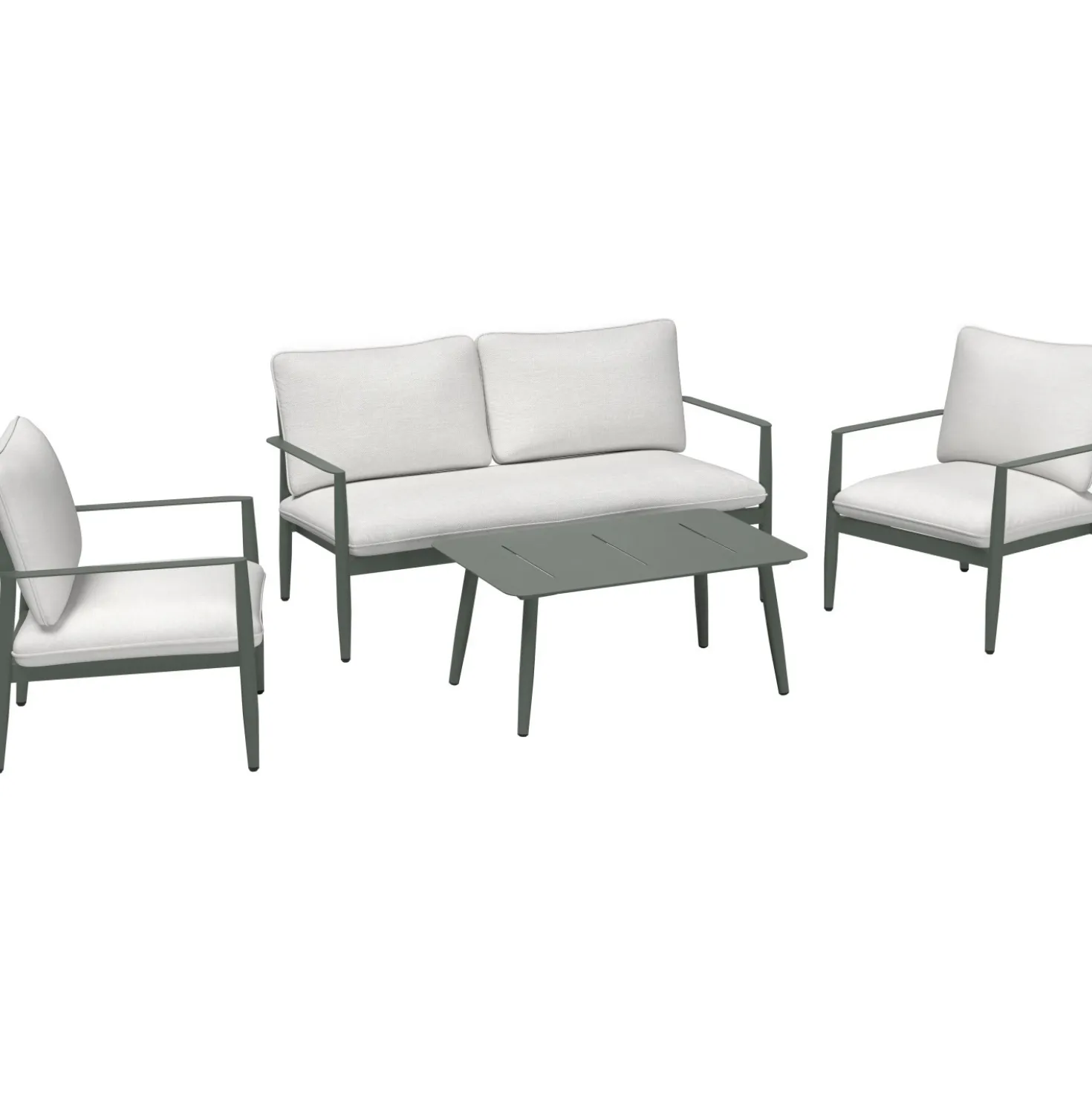 Salotto da giardino Claremont in acc con cuscini poliestere beige 4 posti