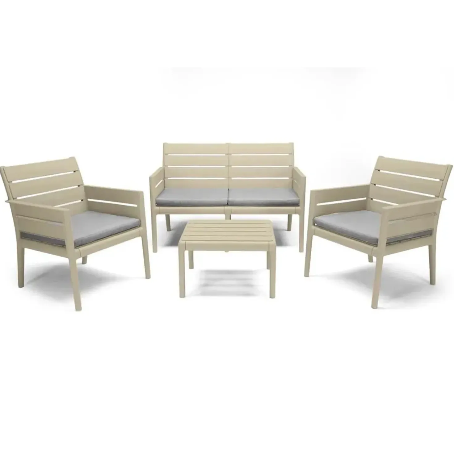 Salotto da giardino Grand Soleil color juta con cuscini beige 4 posti