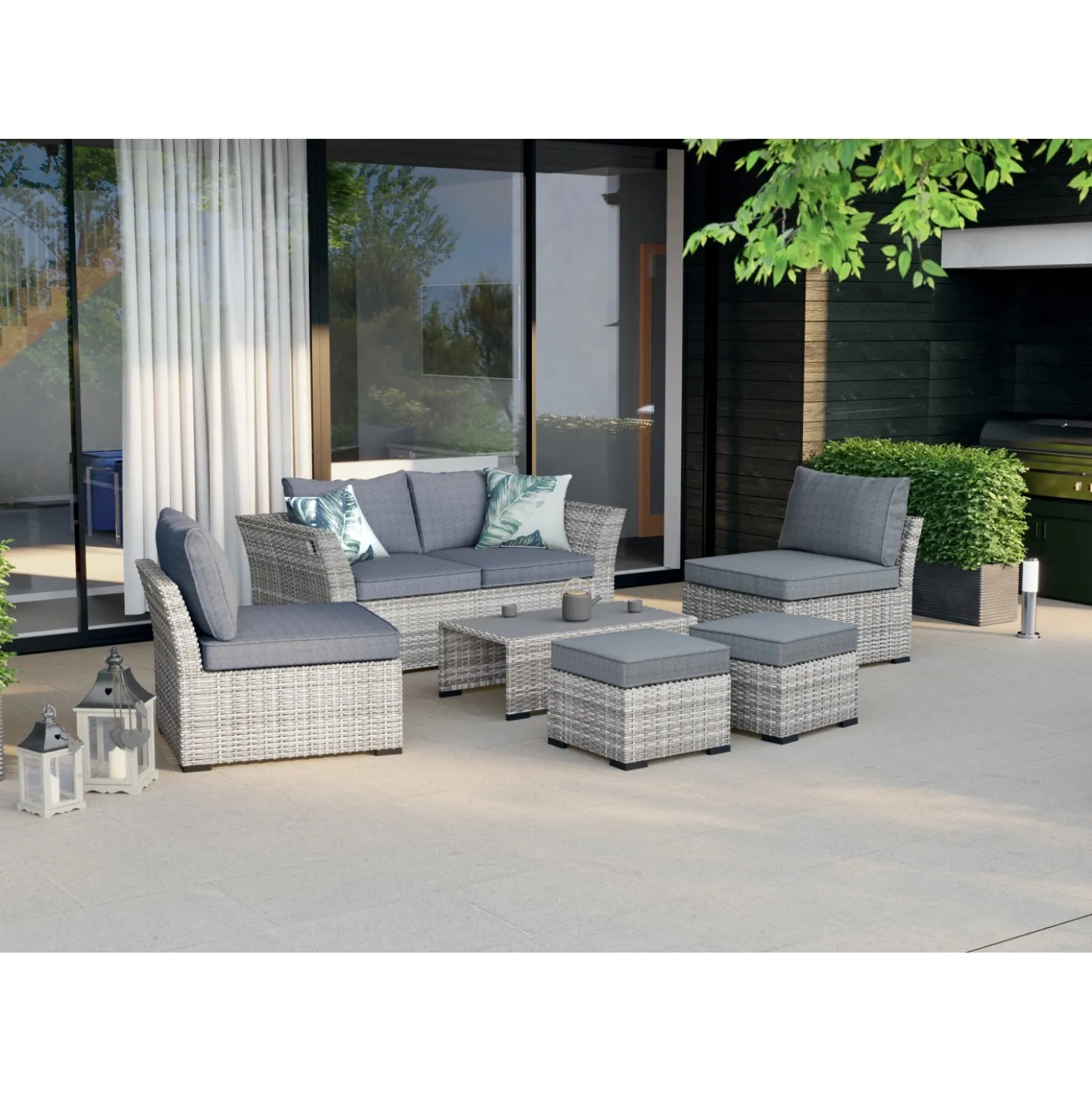 Salotto da giardino Hopevale Set Lounge in rattan 6 posti
